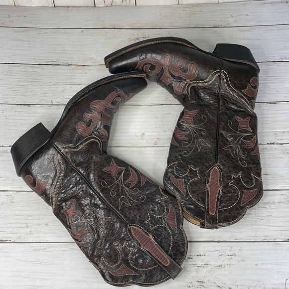 JB Dillion Brown Goatskin Embellished Snip Toe Western Boot - Picture 9 of 16